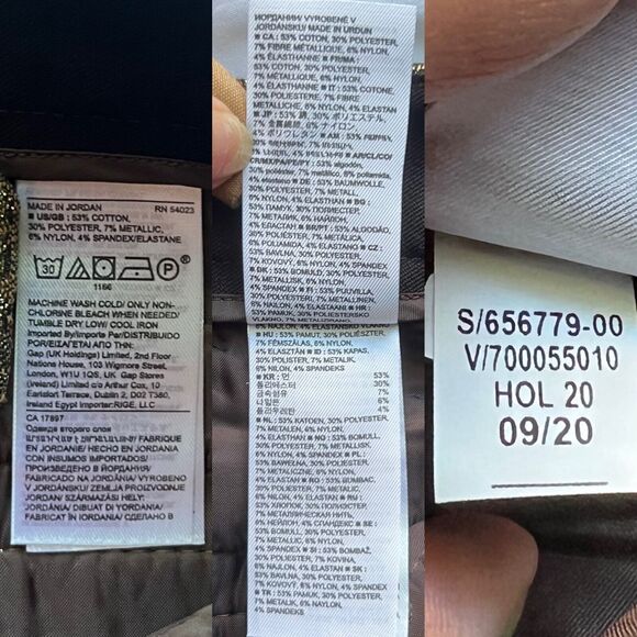 Banana Republic Women's Metallic Gold Mid-Rise Skinny Sloan Ankle Pant Size 6P - Picture 12 of 12